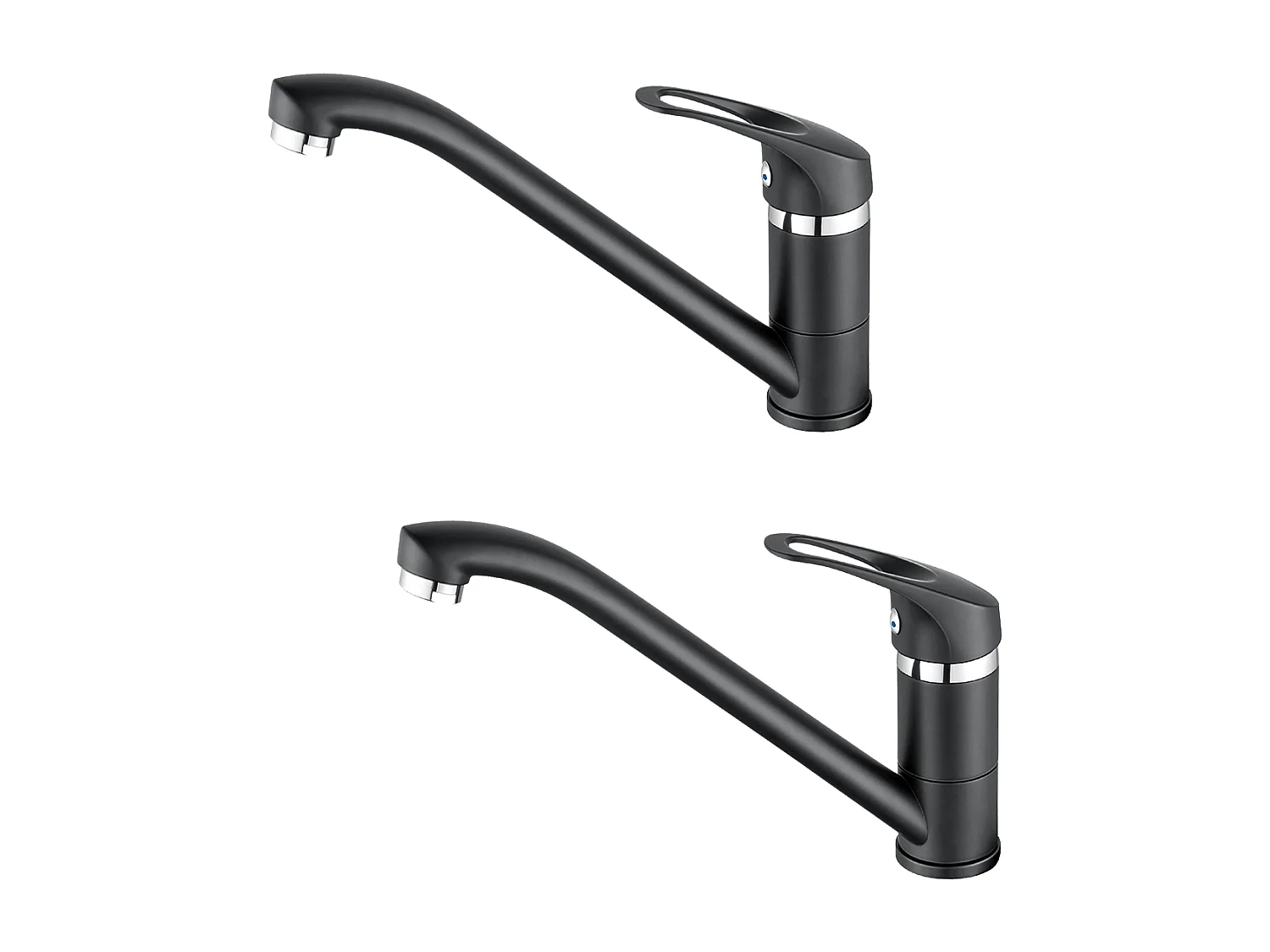 2PCS Mitigeur d'Evier,Robinet Cuisine Orientable à 360°, Les Conduites d'eau Chaude et Froide et Les Accessoires Sont Complets,en Laiton,Noir