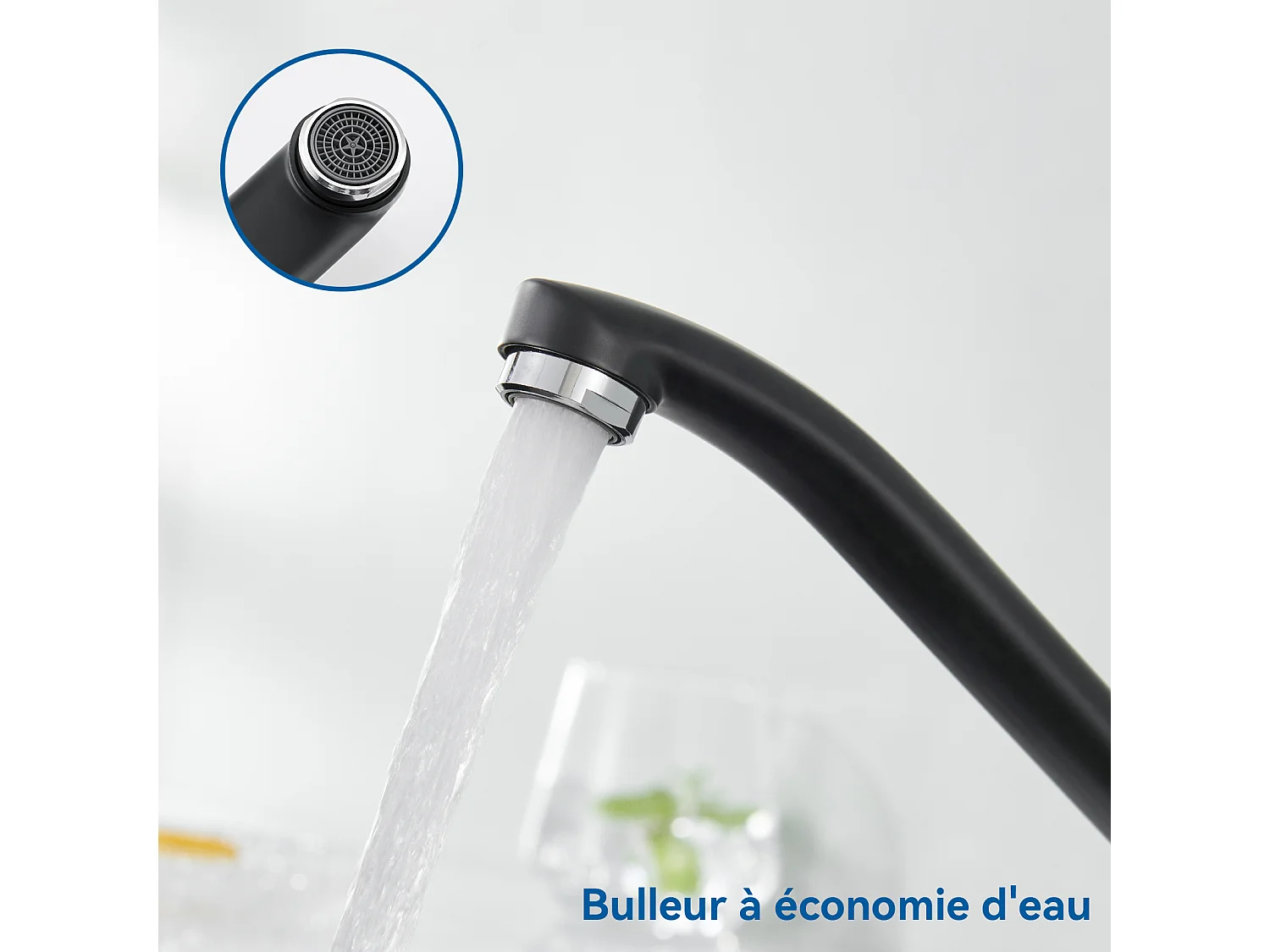 2PCS Mitigeur d'Evier,Robinet Cuisine Orientable à 360°, Les Conduites d'eau Chaude et Froide et Les Accessoires Sont Complets,en Laiton,Noir