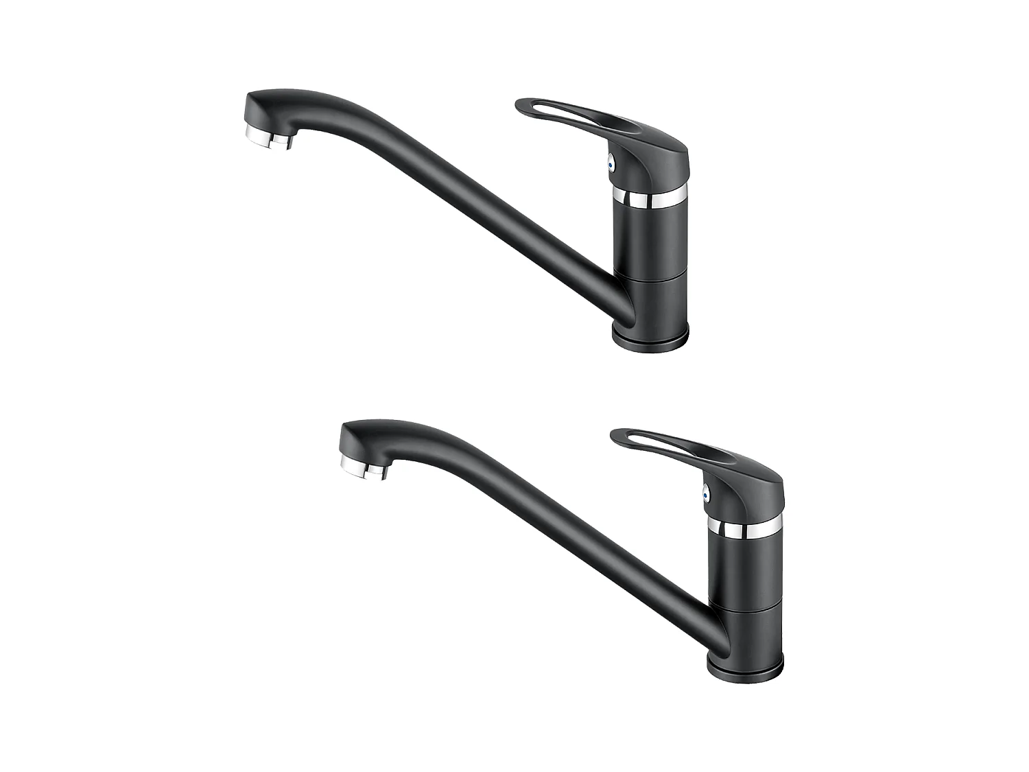 2PCS Mitigeur d'Evier,Robinet Cuisine Orientable à 360°, Les Conduites d'eau Chaude et Froide et Les Accessoires Sont Complets,en Laiton,Noir