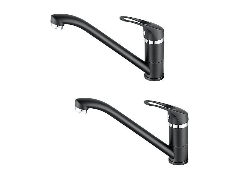 2PCS Mitigeur d'Evier,Robinet Cuisine Orientable à 360°, Les Conduites d'eau Chaude et Froide et Les Accessoires Sont Complets,en Laiton,Noir