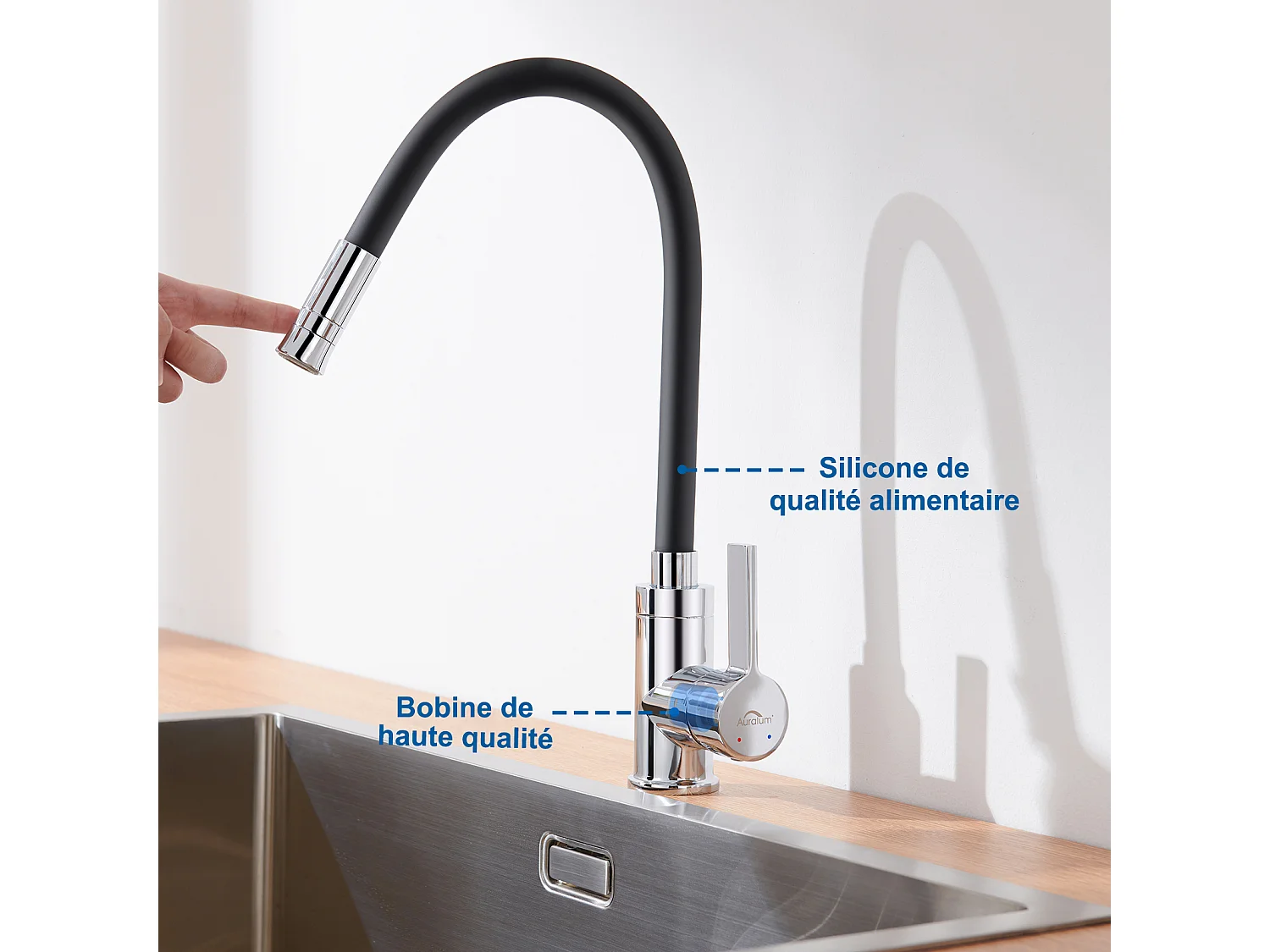 Zwarte Keukenkraan, Flexibele Keukenmengkraan, 2 Sproeimodi, 360° Draaibaar, Aanrechtkraan Keuken Met Perlator Waterbesparing