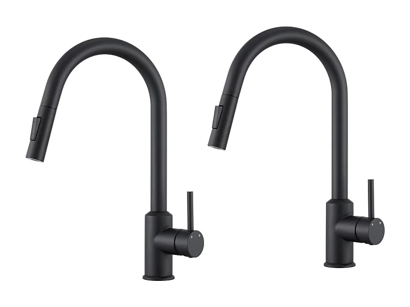 STKS Cecipa MAX Keukenmengkraan met Uittrekbare Spray - Zwart - 360° Draaibaar Roestvrij Staal Aanrecht Mengkraan - 2 Functies