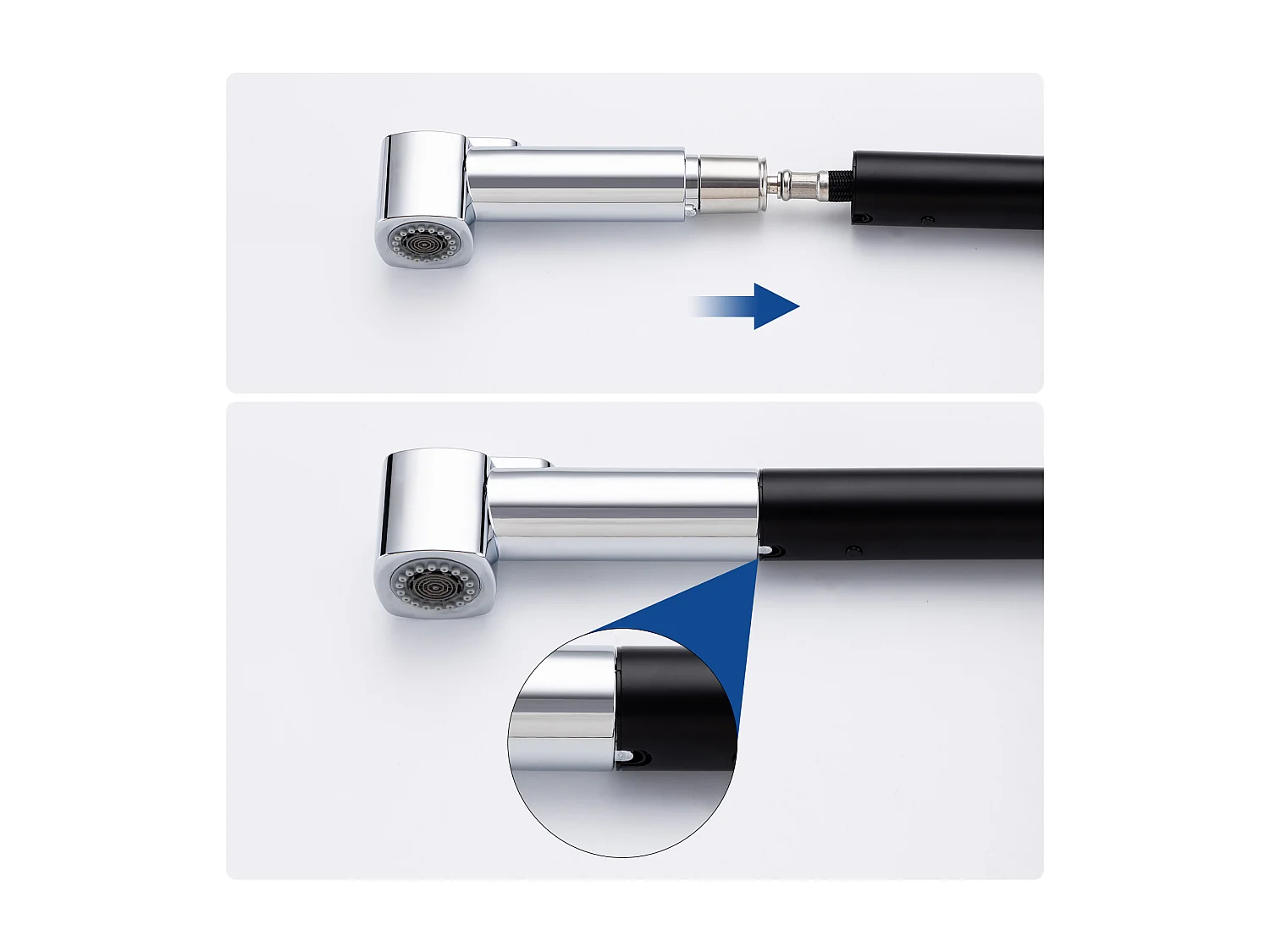 Mitigeur Cuisine Noir, Lonheo Max Robinet Cuisine Noir avec Douchette Extractible,avec 2 Jets,Rotatif 360 ° avec Barboteur Démotabl,EU Modèle