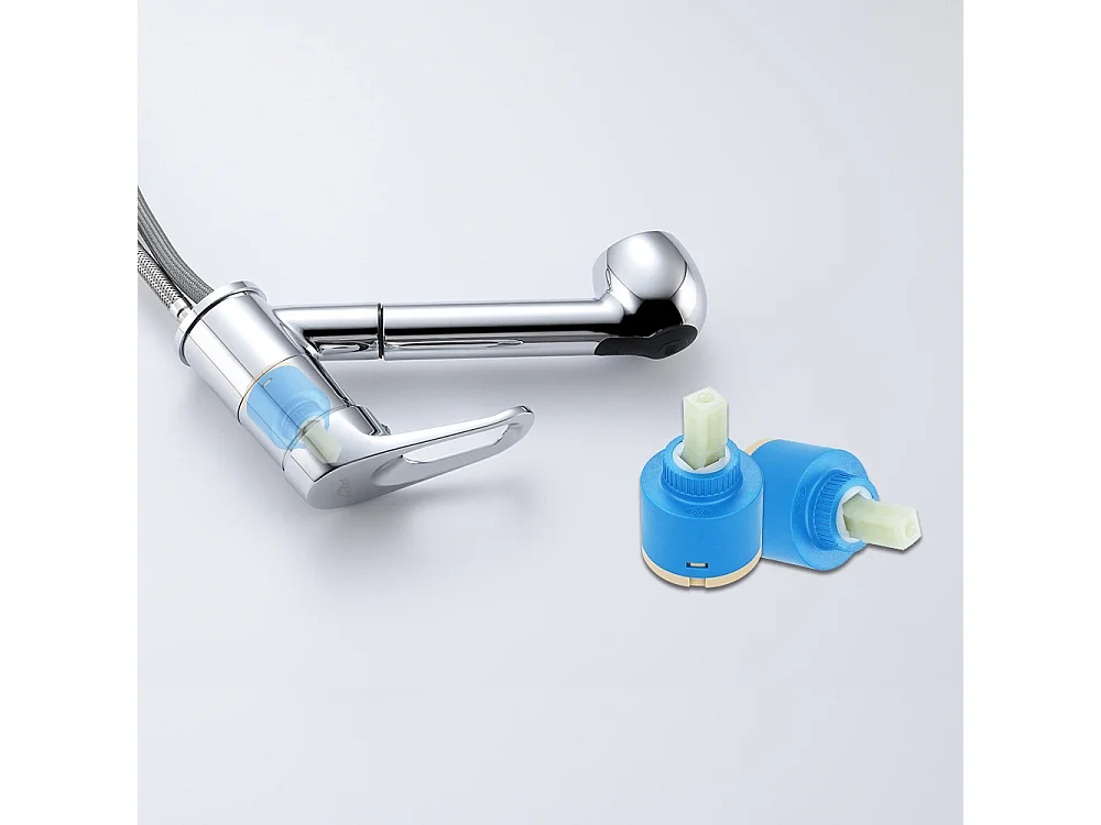 2pcs MitigEur de Cocina ,Cromado Extragible, Grifo de Cocina con Ducha, Mezclador de Fregadero de Cefo Bajo, Grifo de Fregadero Giratorio 360°