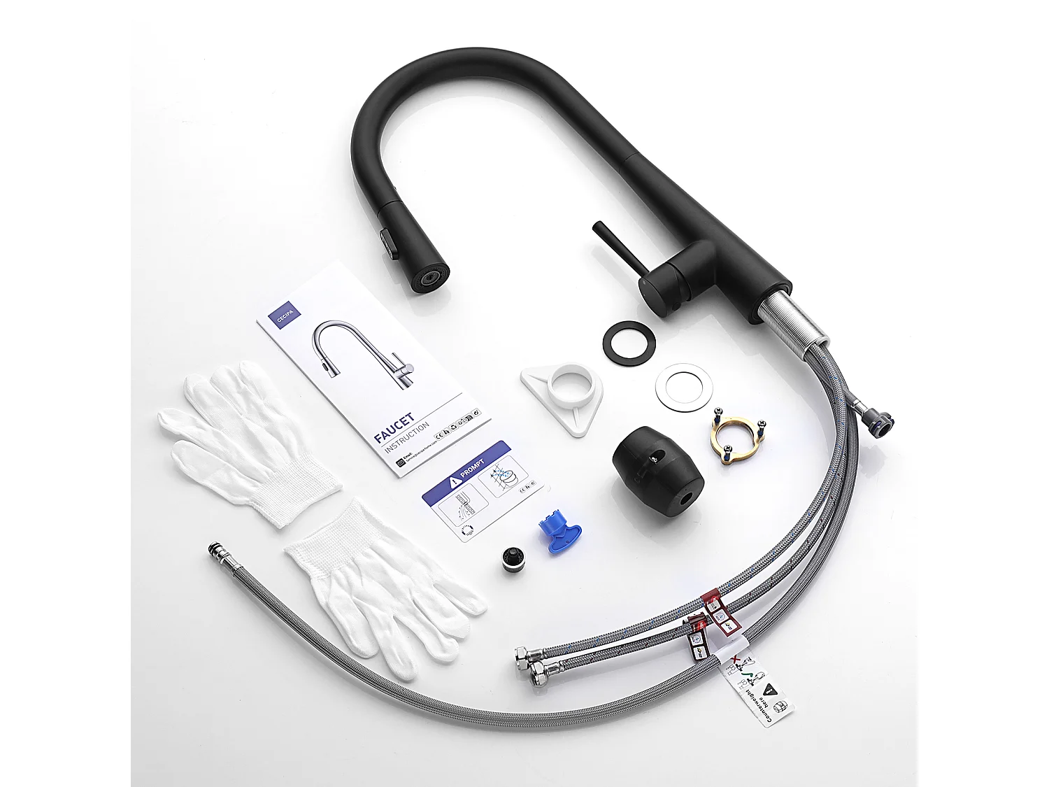 Cecipa max Mitigeur de Cuisine avec Douchette Extractible - Robinet d'Évier avec 3 Modes de Sortie D'eau - Mitigeur Cuisine en Inox - Noir,EU Modèle