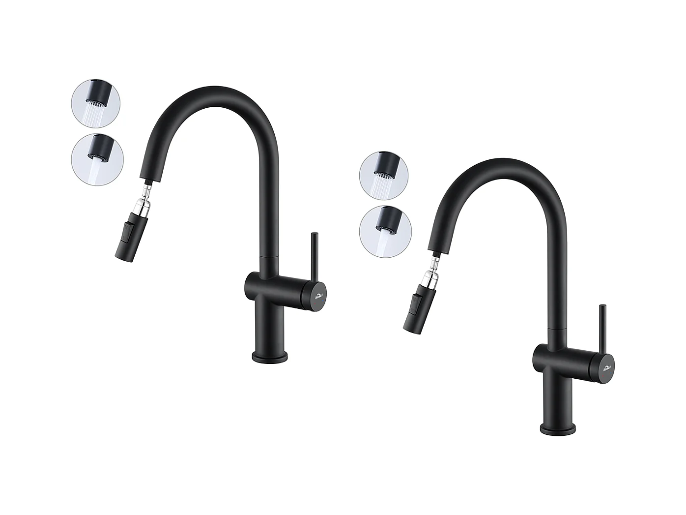 2PCS AURALUM MAX Mitigeur Cuisine Douchette Extractible,Robinet Evier avec 2 Fonctions,Robinet Cuisine Noir Pivotant à 360°,Mitigeur Evier Moderne