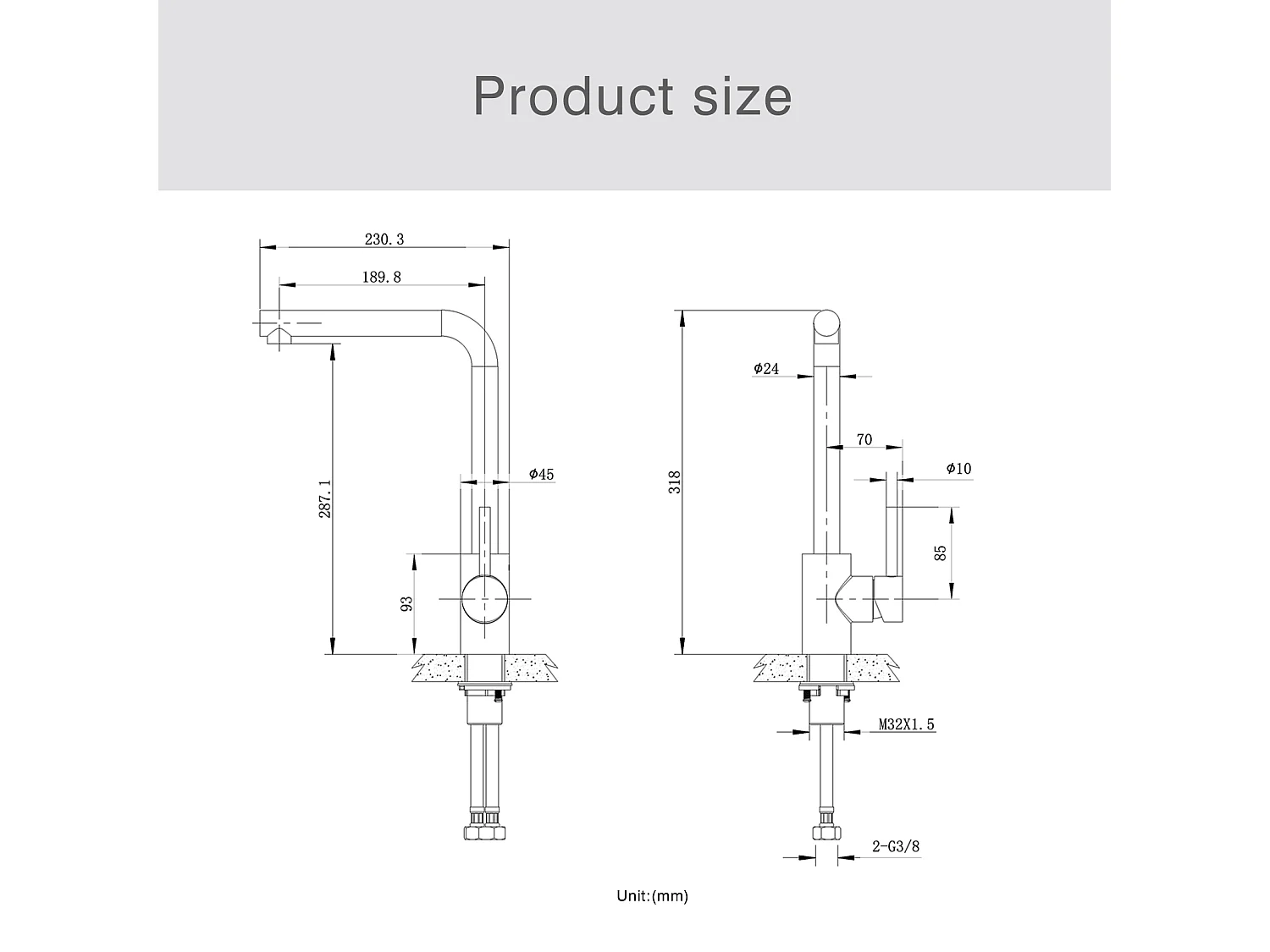 Cecipa max Mitigeur de Cuisine en Inox Brossé - Robinet de Evier Monocommande  - Robinet Eau Froide et Chaude avec Mousseur Démontable,EU Modèle