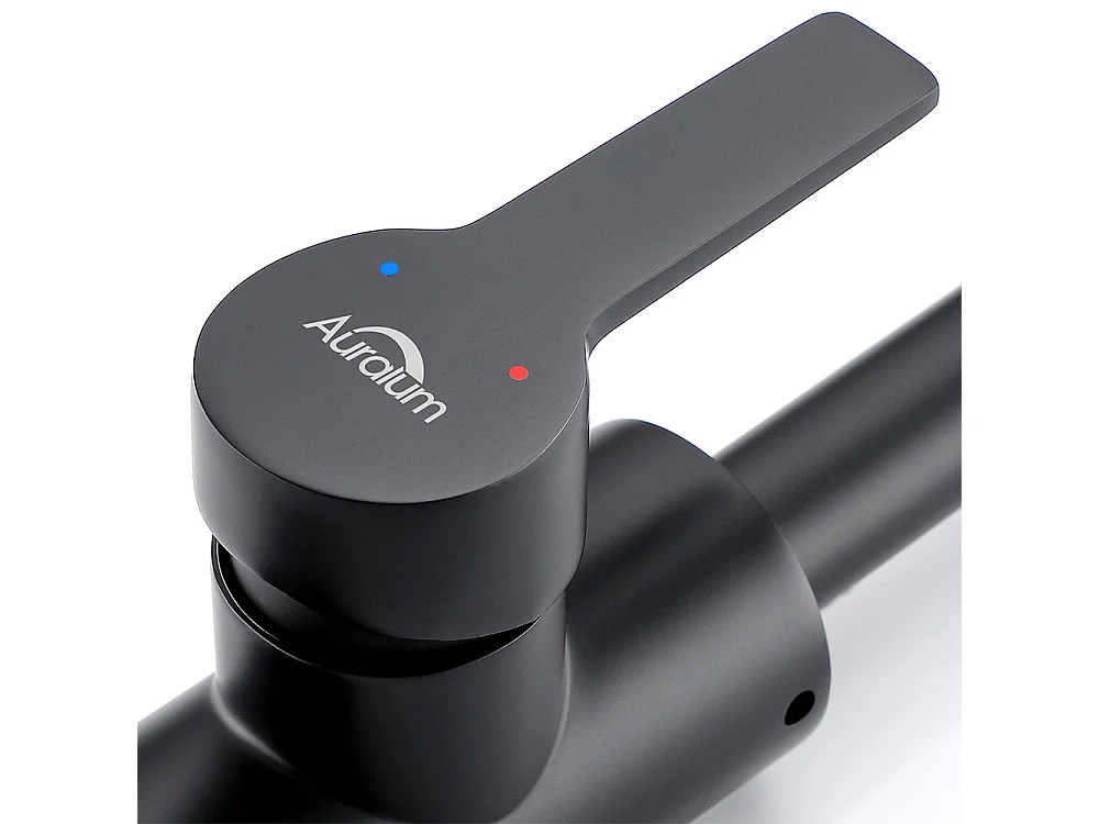 Küchenmischbatterie aus schwarzem Messing, 360 ° drehbar, Einloch-Warm- und Kaltwasser-Spültischarmatur, geeignet für Küchenspüle