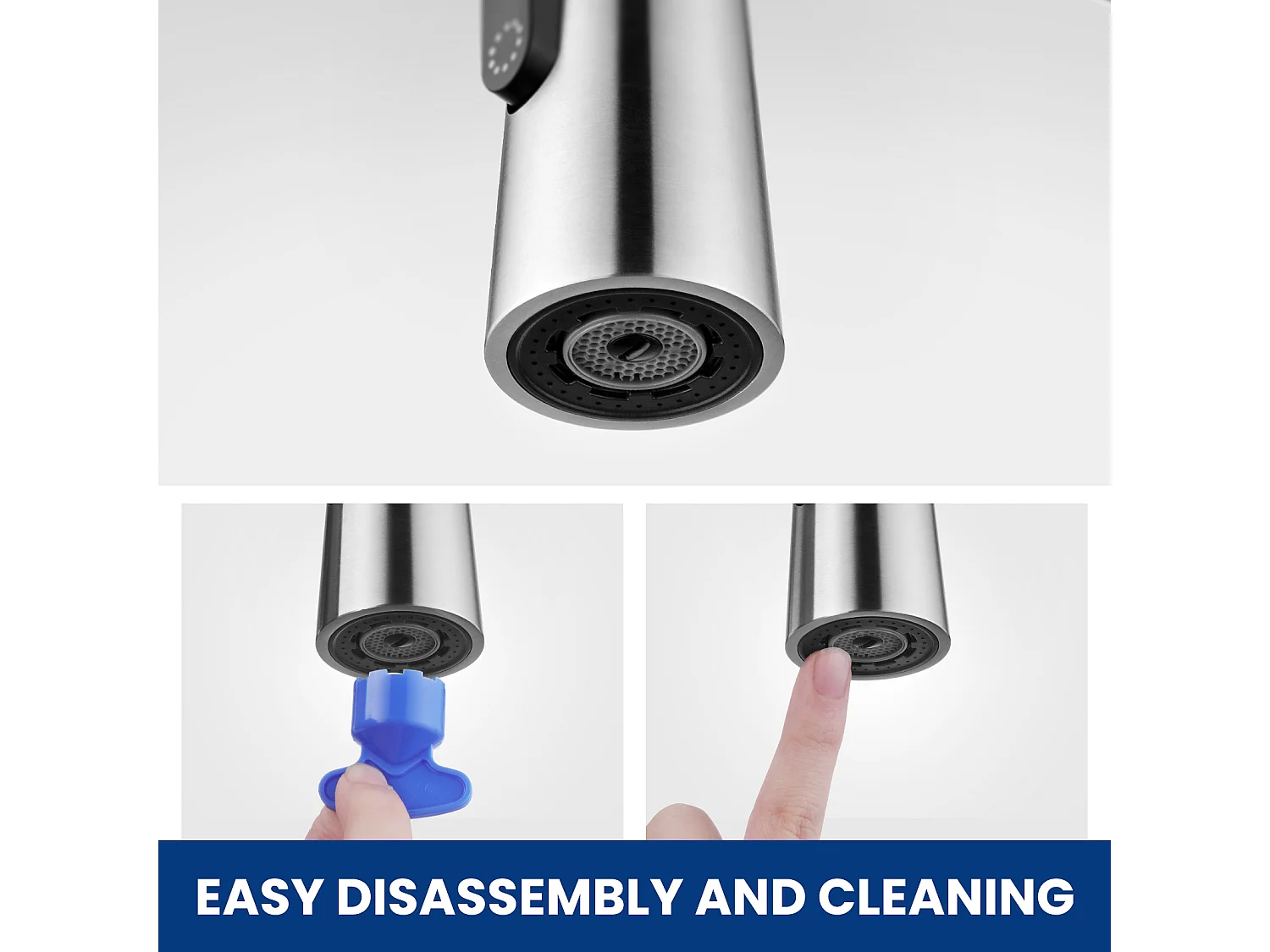 Mitigeur Cuisine à Ressort Cecipa max avec 3 Modes de Sortie D'eau - Mitigeur avec Douchette Extractible Robinet Pivotant à 360° Brossé,EU Modèle