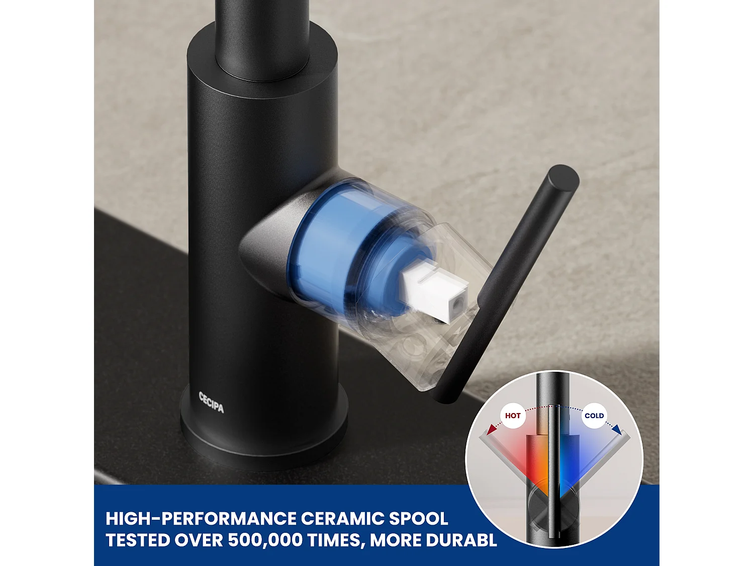 Cecipa max Mitigeur Cuisine avec Douchette Extractible Noir Robinet Cuisine 360 Rotatif Avec 2 modes de sortie d'eau,EU Modèle