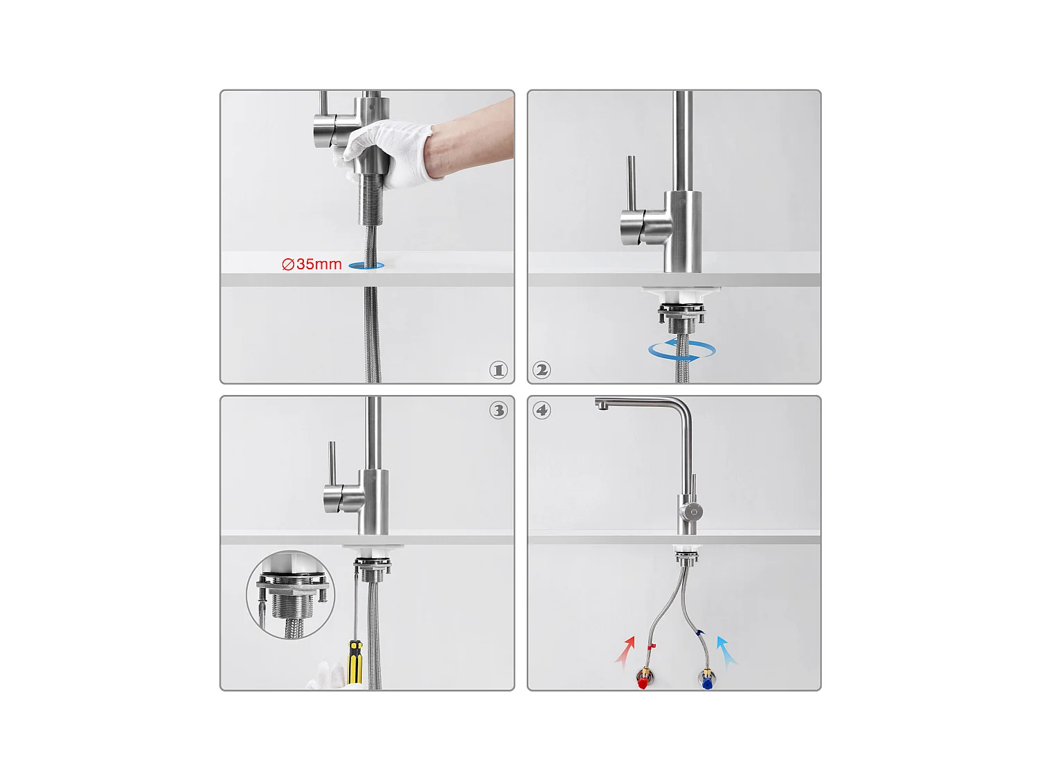 Cecipa max Küchenarmatur, Einhebel-Küchenarmatur, Küchenmischbatterie aus Edelstahl, Küchenspülenmischer, EU-Modell