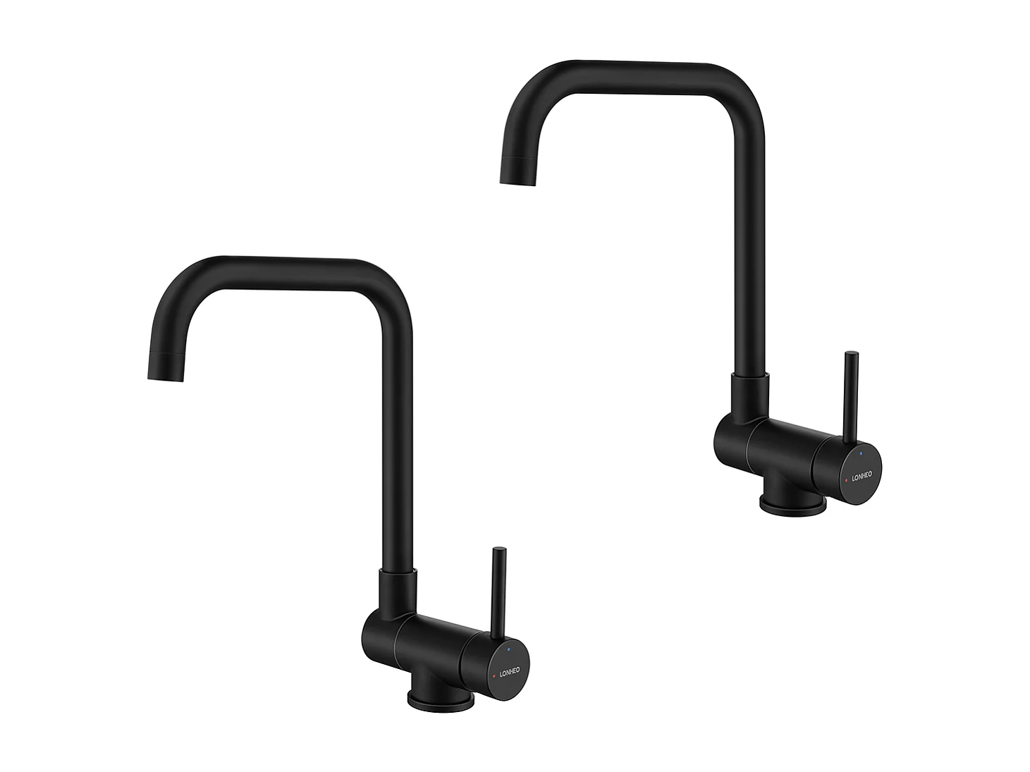 Lonheo Max 2pcs Miscelatore cucina pieghevole girevole 360°,con maniglia pieghevole contro finestra,acqua calda fredda,nera,Modello UE