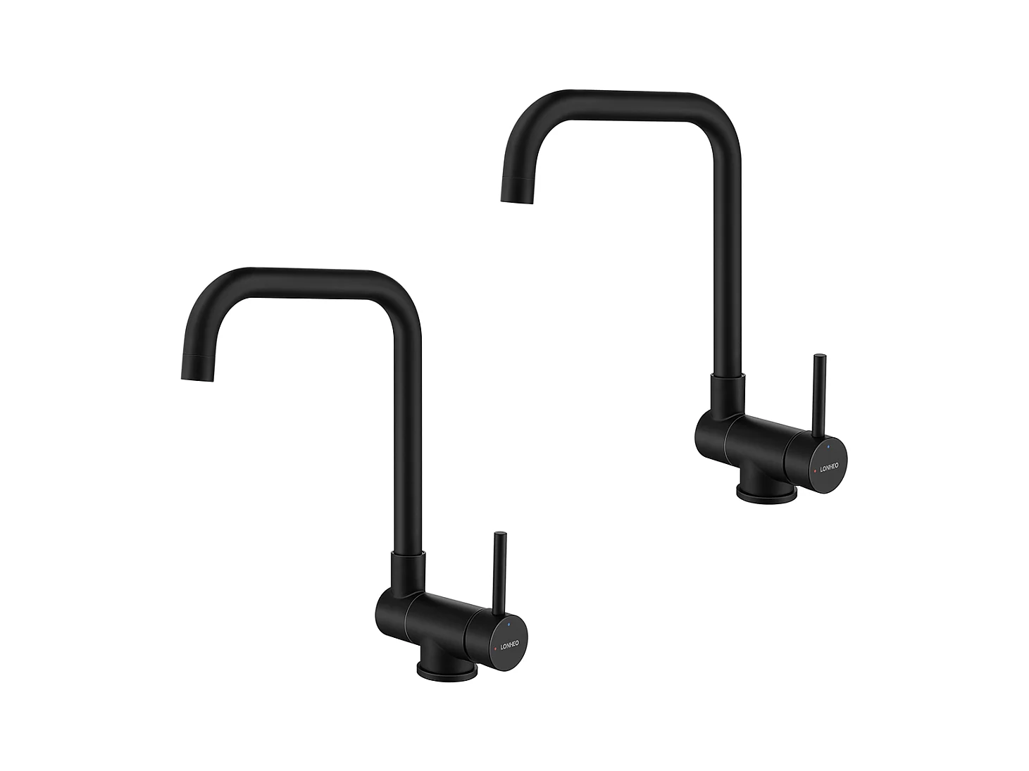 Lonheo Max 2pcs Mitigeur Cuisine Rabattable Pivotant 360°,avec Poignée Pliable Contre Fenêtre,Mitigeur Evier Eau Chaude Froide ,Noir,EU Modèle