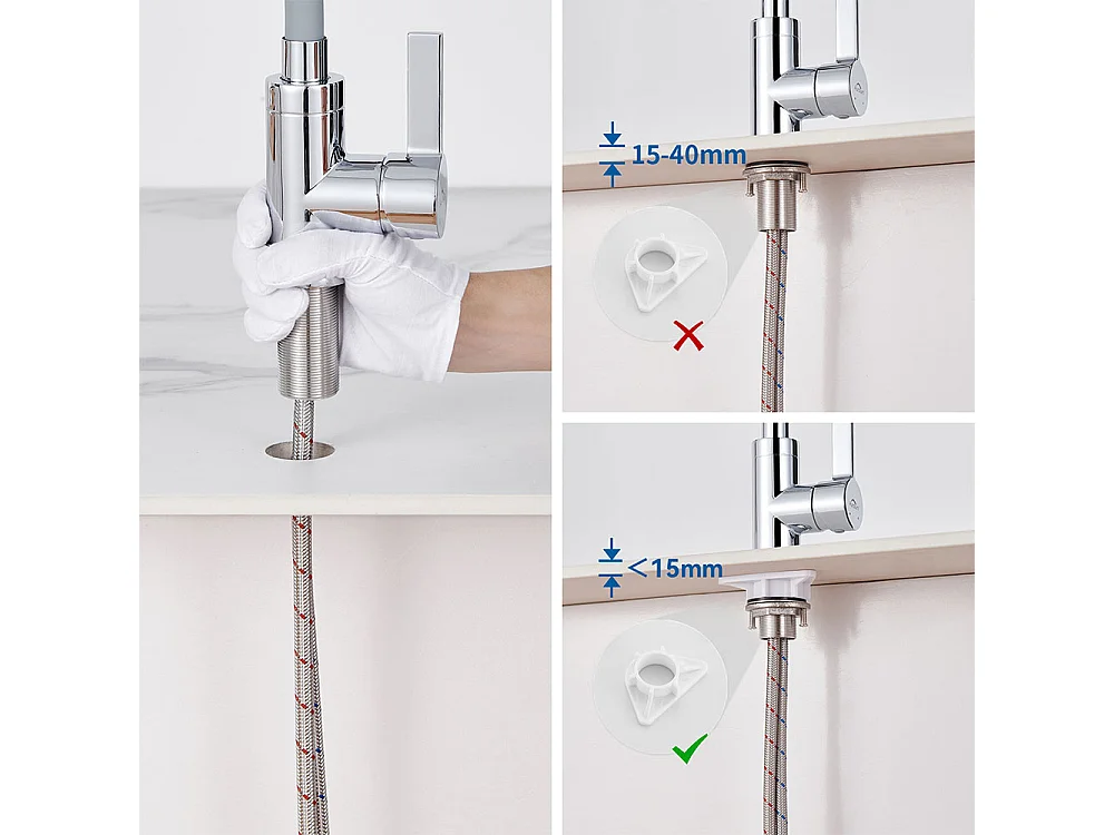 Mitigeur Évier avec Bec Flexible, Robinet de Cuisine, Cuisine Mitigeur Flexible Rotative à 360°, Gris