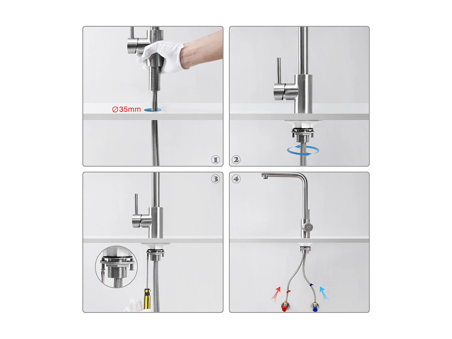 uds Cecipa max grifo de cocina, grifo de Palanca única de acero inoxidable, grifo mezclador de cocina, mezclador de fregadero de cocina cepillado, modelo UE