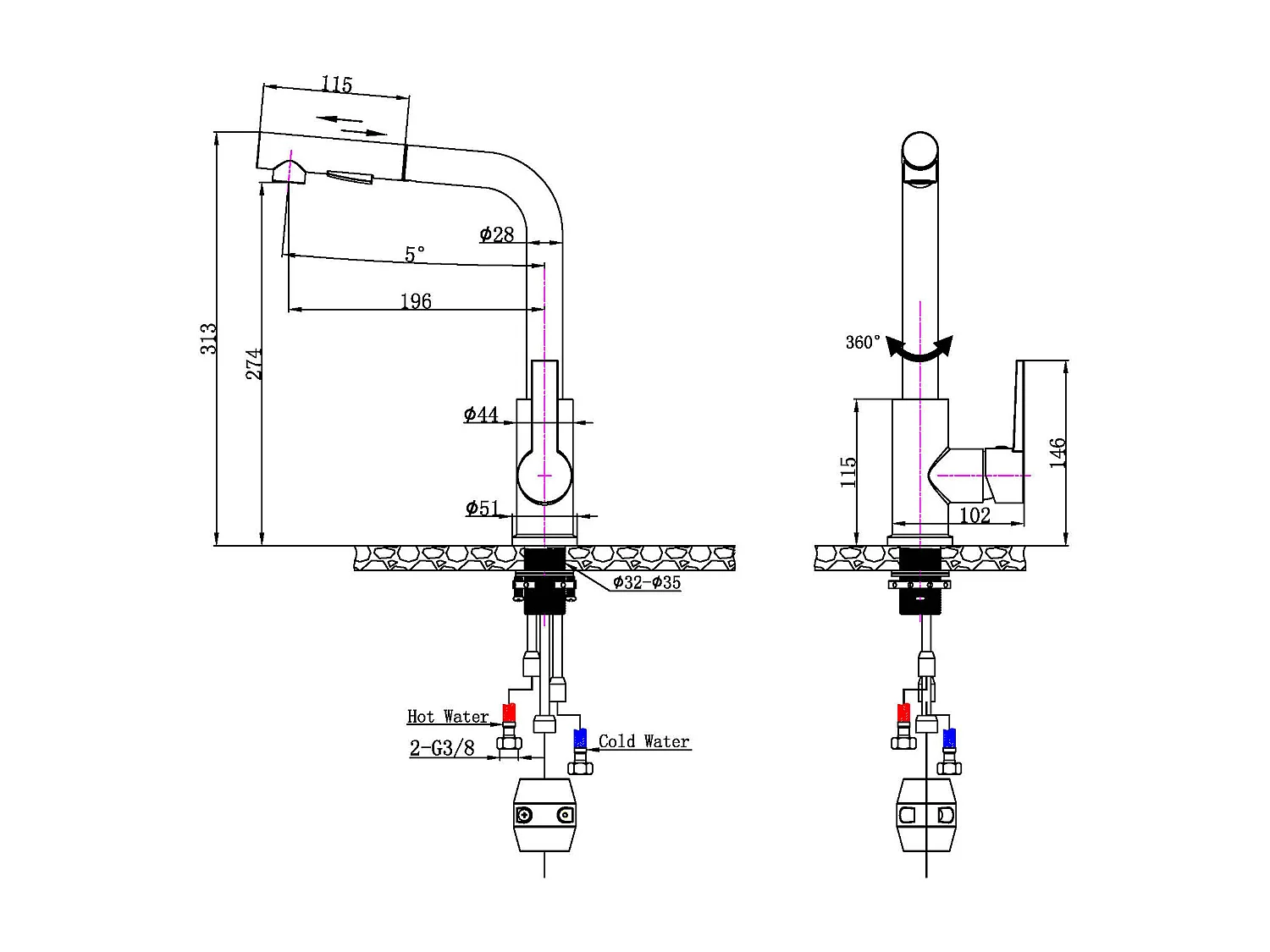 AuraLum Max Mitigeur Cuisine avec Douchette Extractible Robinet  Cuisine Rotatif 360°,En 7 forme,Chrome,Mélangeur Evier Eau Chaude/Froide,EU Modèle