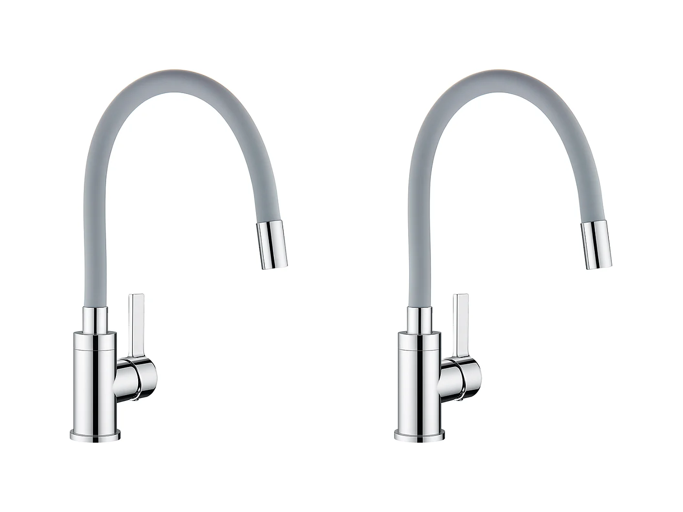 2pcs Auralum maxMitigeur de Cuisine Flexible,Robinet Cuisine Pivotant 360°,avec Tuyau en Silicone Flexible, Robinet Evier Eau à Chaude/Froide (Gris)