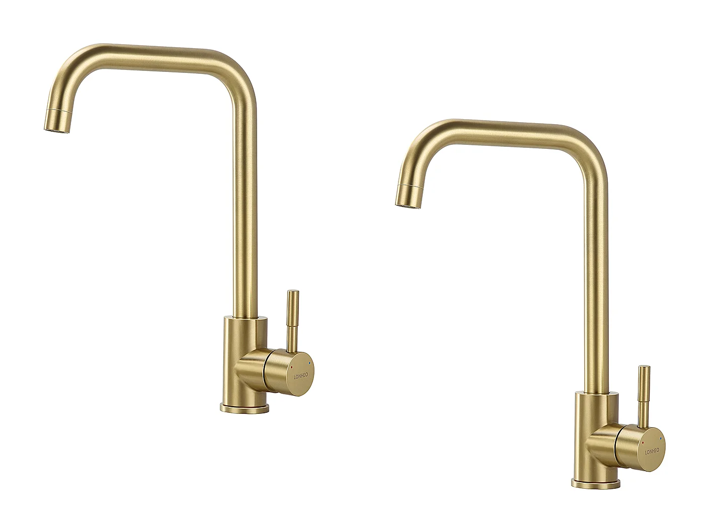 Lonheo Max 2pcs Robinet Cuisine,Mitigeur Evier Flexible Rotatif 360°,Mitigeur Cuisine Inoxydable avec Aérateur Démontable, Doré Brossé,EU Modèle