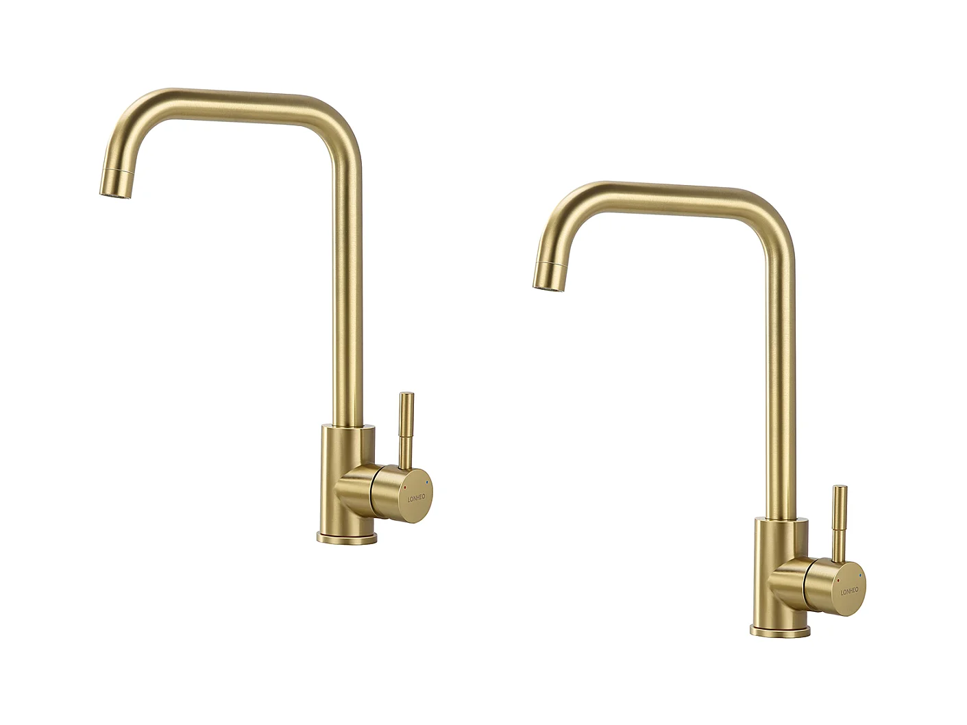 Lonheo Max 2pcs Robinet Cuisine,Mitigeur Evier Flexible Rotatif 360°,Mitigeur Cuisine Inoxydable avec Aérateur Démontable, Doré Brossé,EU Modèle