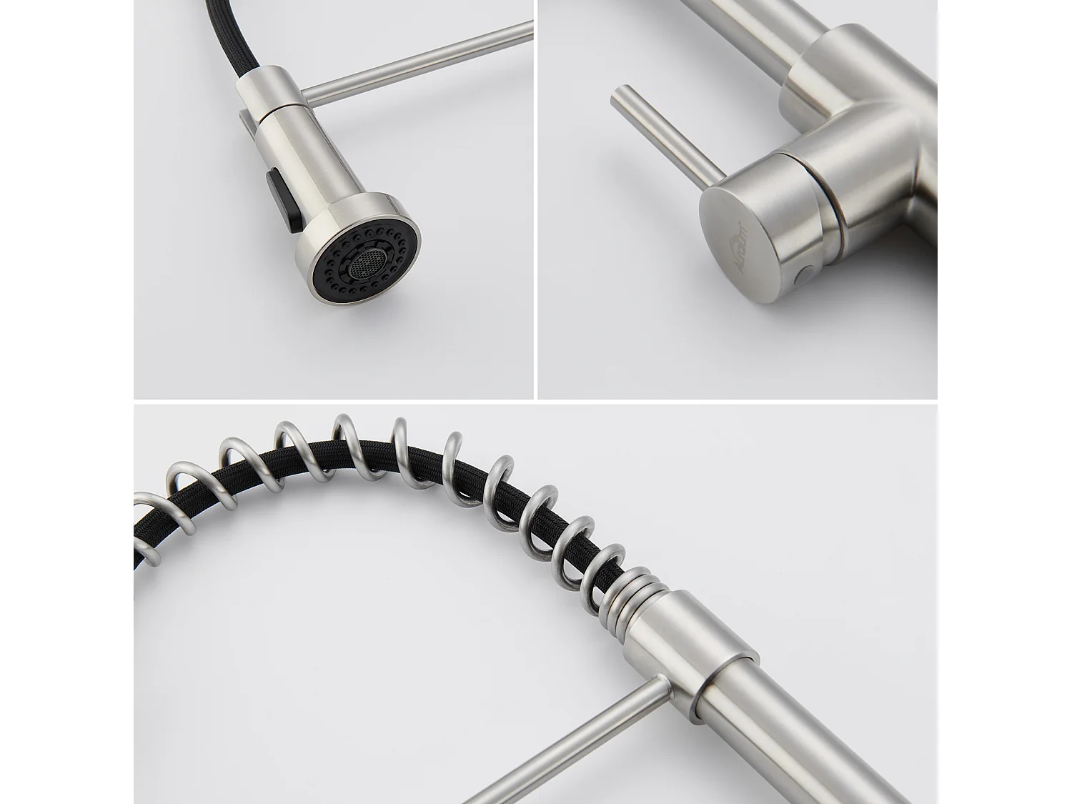 Mitigeur de Cuisine à Ressort ,avec Douchette Extensible, Robinet d'Évier Rotatif à 360° avec 2 Modes,Froid/Chaud Disponible,Chrome Brossé