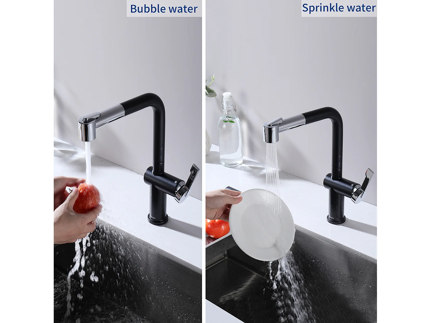 Cecipa max 2PCS uittrekbare keukenkraan met 2 waterafvoermodi, 360 draaibare keukenmixer, moderne stijl, EU-model