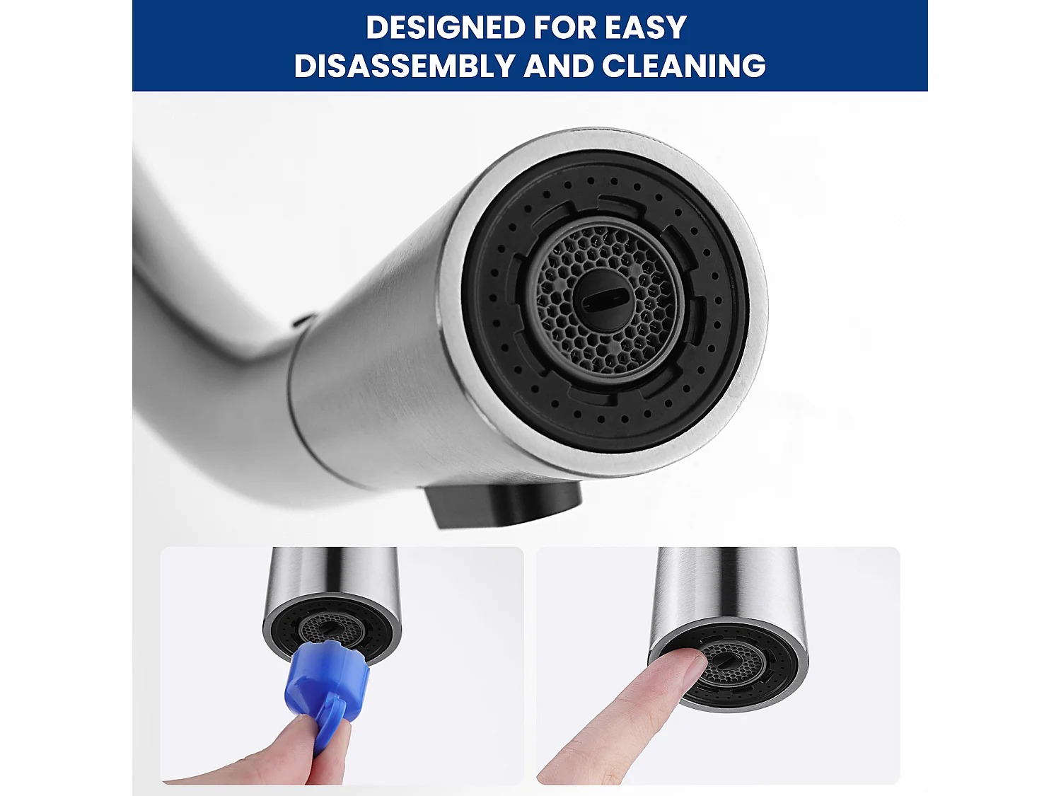 Cecipa max Küchenmischbatterie mit ausziehbarer Brause – Spültischarmatur mit 3 Wasserauslassmodi – Küchenmischbatterie aus gebürstetem Edelstahl, EU-Modell