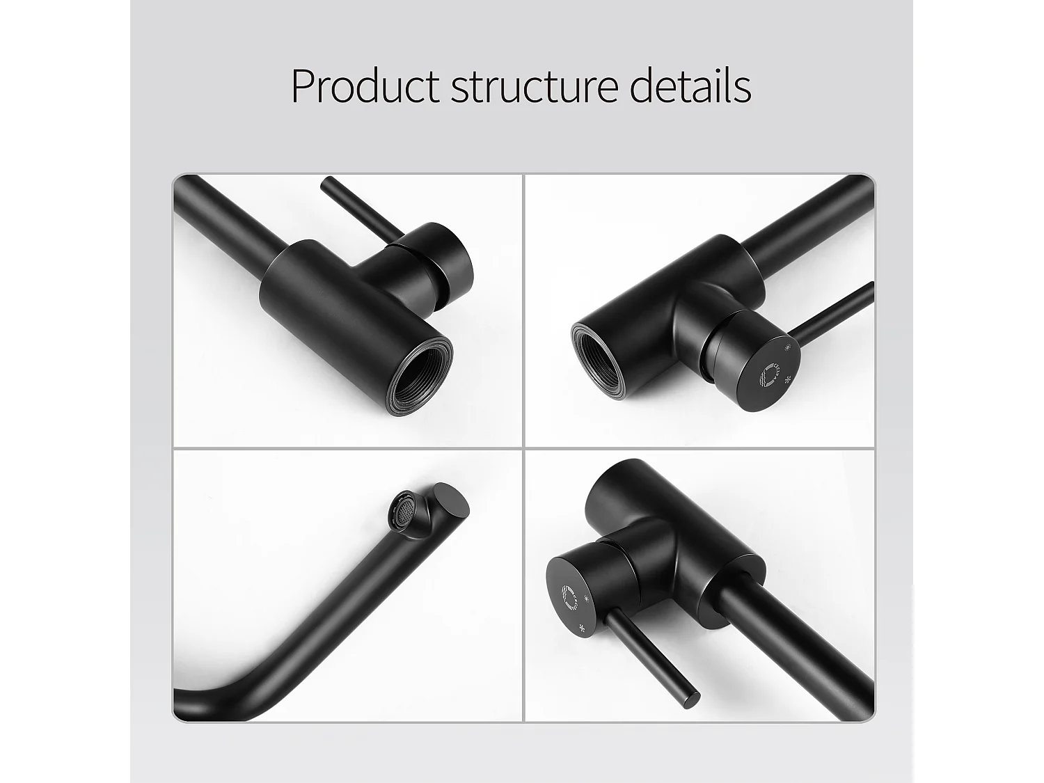 2PCS Cecipa max Mitigeur de cuisine, Robinetterie Noir en Acier Inox, Robinet de cuisine monocommande, rotatif à 360 °,EU Modèle