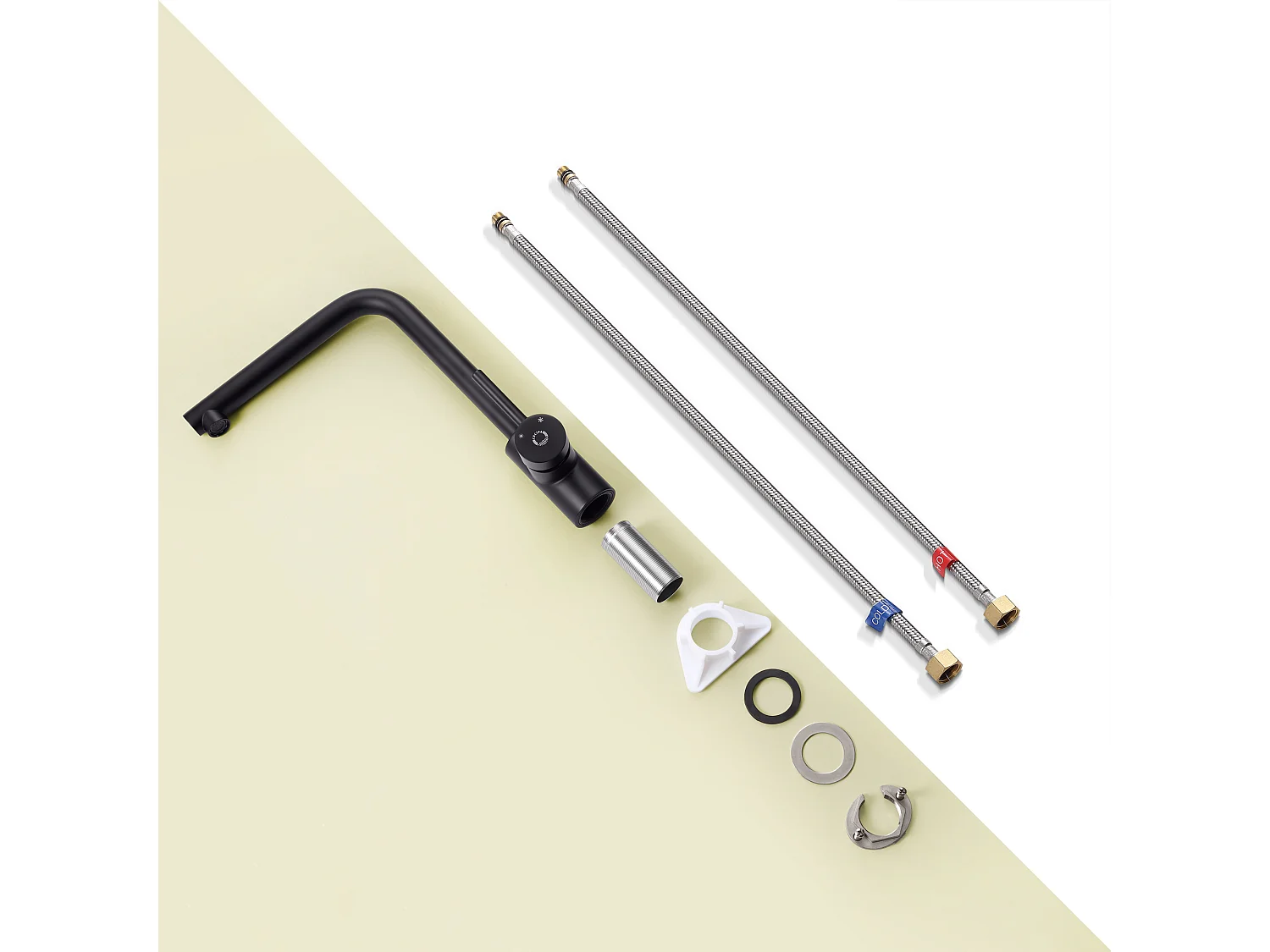 2PCS Cecipa max Mitigeur de cuisine, Robinetterie Noir en Acier Inox, Robinet de cuisine monocommande, rotatif à 360 °,EU Modèle