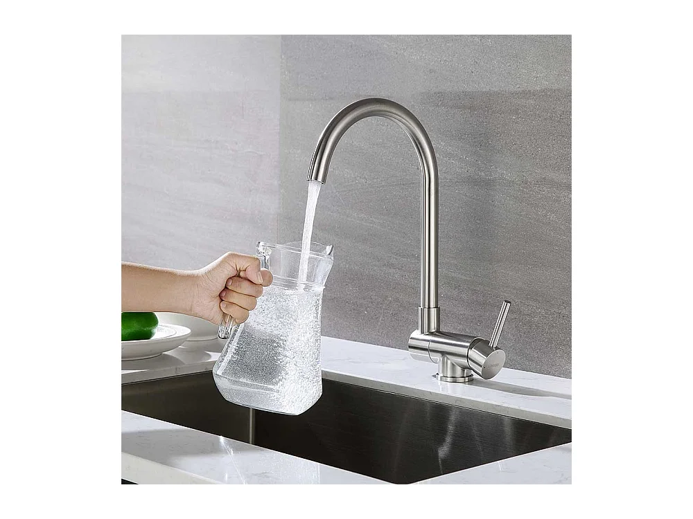 GrifoCocina Plegable Mezclador Fregadero Giratorio 360° Grifería  Inoxidable Cepillado con burbujeable,para Fregadero contra ventana,Modelo UE