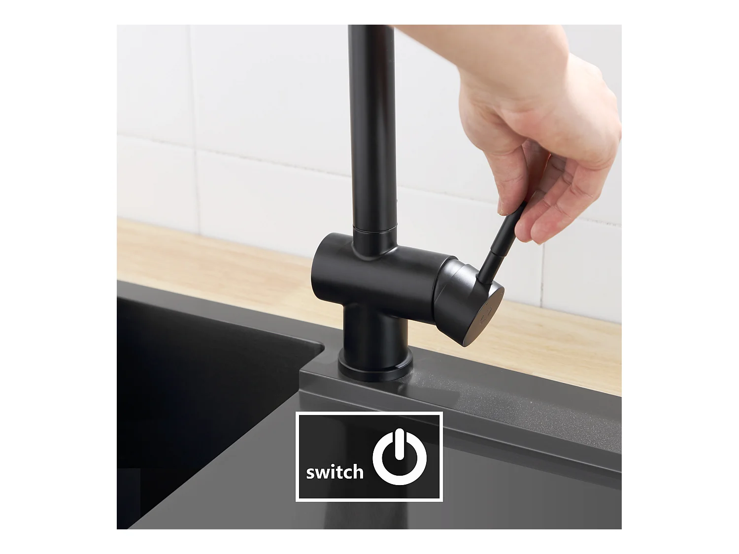 Cecipa max Mitigeur D'évier de Cuisine Noir avec Douchette Extractible - 2 modes de pulvérisat - Robinets de Cuisine en Acier inoxydable,EU Modèle