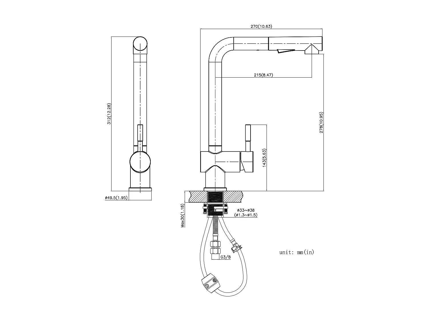 Cecipa max Mitigeur D'évier de Cuisine Noir avec Douchette Extractible - 2 modes de pulvérisat - Robinets de Cuisine en Acier inoxydable,EU Modèle