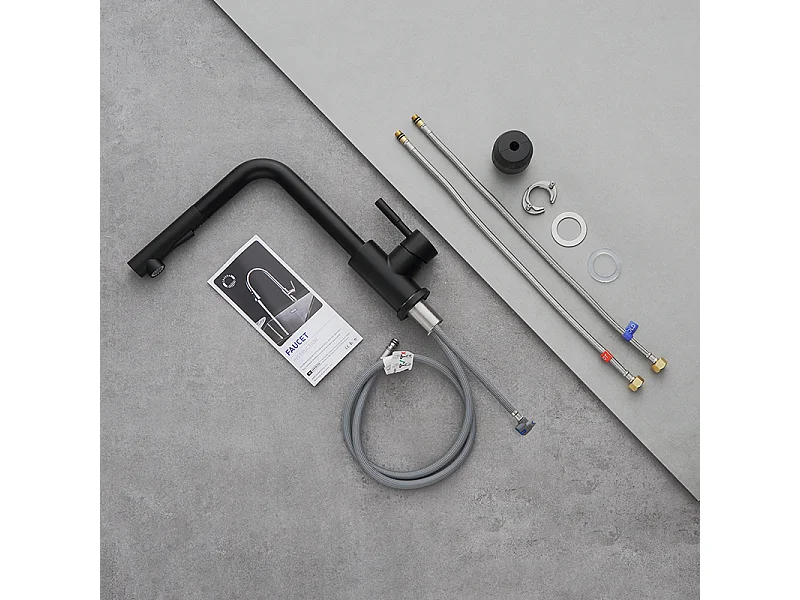 Cecipa max 2PCS Robinet de Cuisine Extractible avec Douchette Mitigeur Cuisine 2 Modes de pulvérisat Rotation à 360° Noir,EU Modèle