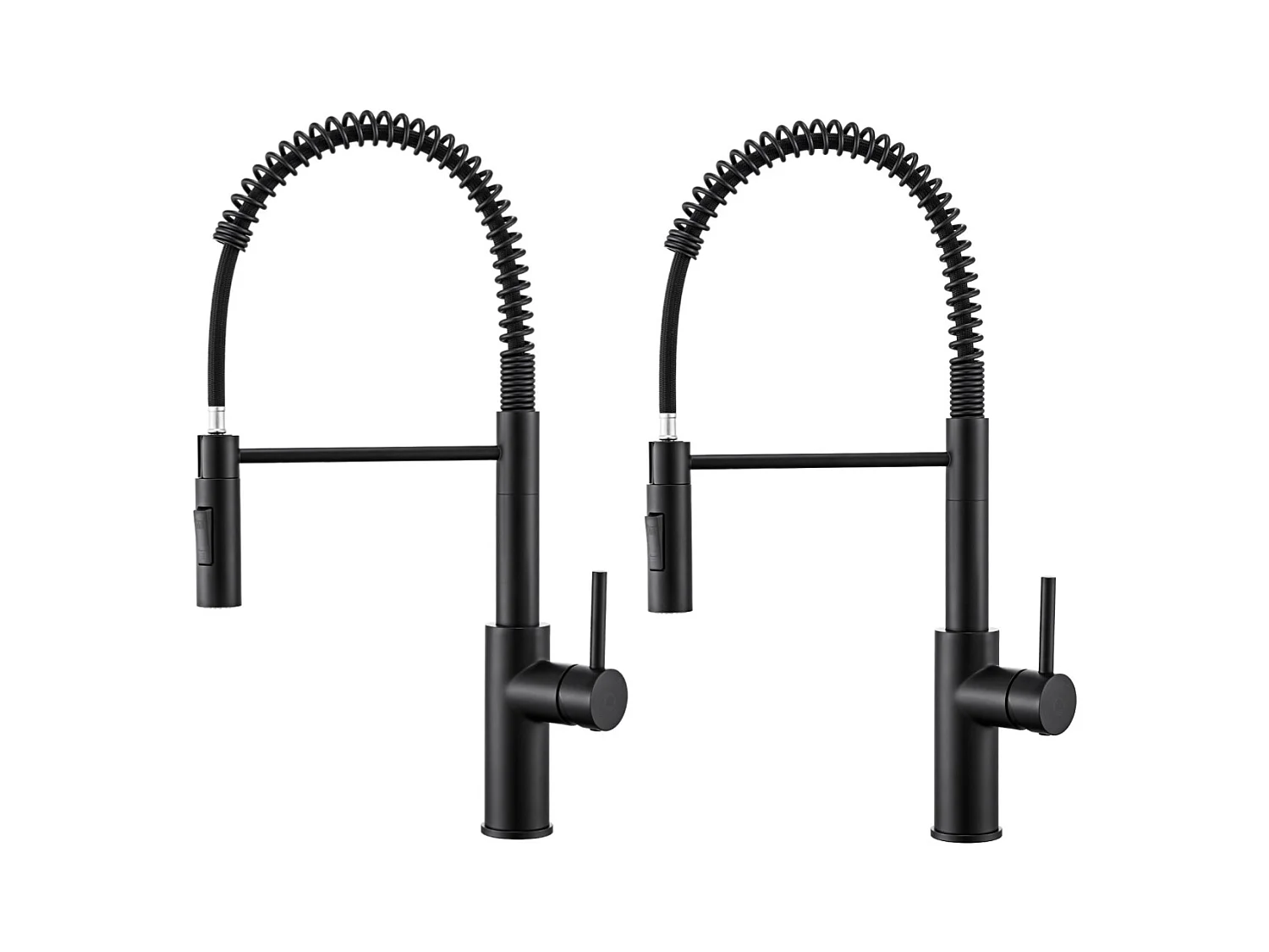 2PCS Mitigeur Cuisine à Ressort avec 2 Modes de Sortie D'eau Mitigeur de Evier avec Douchette Extractible Robinet Cuisine Pivotant à 360° Noir