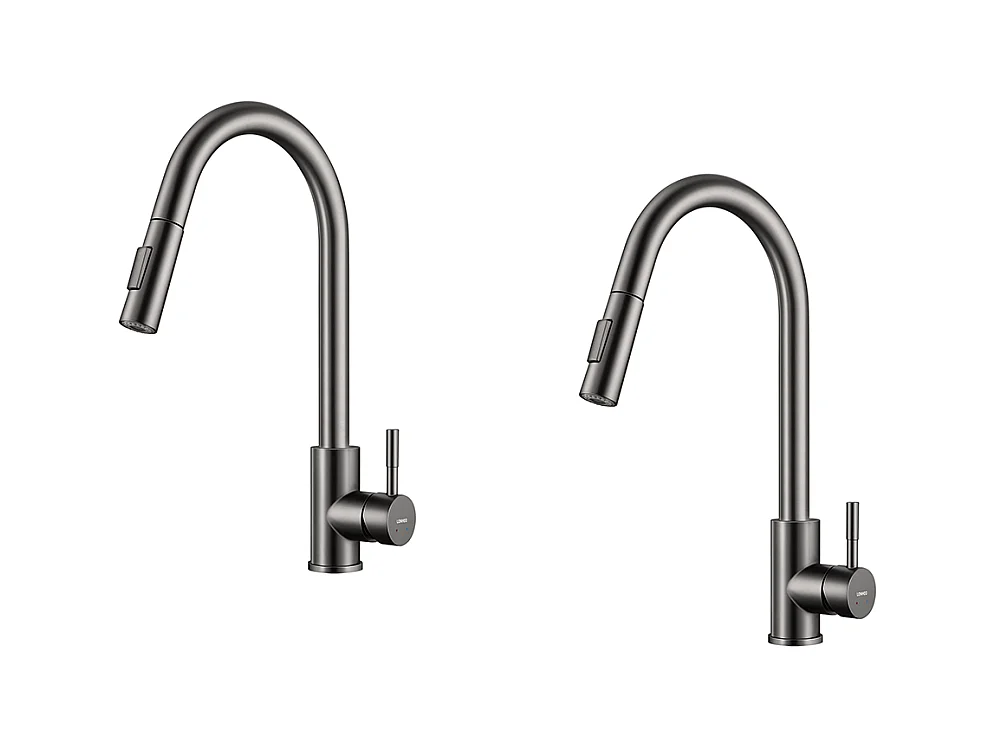 Lonheo Max 2pcs Robinet Cuisine avec Douchette Extractible Gris foncé  Rotatif 360 ° Acier Inoxydable Mitigeur Cuisine d'Évier 2 Fonctions,EU Modèle