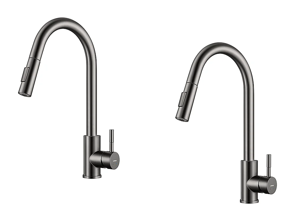 Lonheo Max 2pcs Robinet Cuisine avec Douchette Extractible Gris foncé  Rotatif 360 ° Acier Inoxydable Mitigeur Cuisine d'Évier 2 Fonctions,EU Modèle