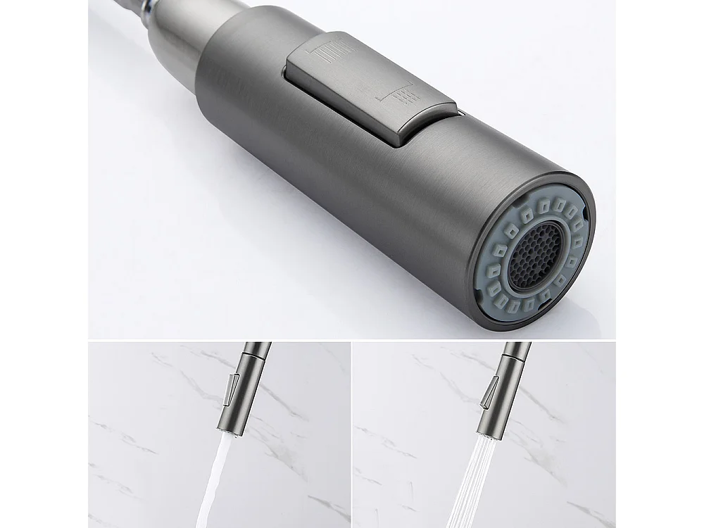 Lonheo Max 2pcs Robinet Cuisine avec Douchette Extractible Gris foncé  Rotatif 360 ° Acier Inoxydable Mitigeur Cuisine d'Évier 2 Fonctions,EU Modèle