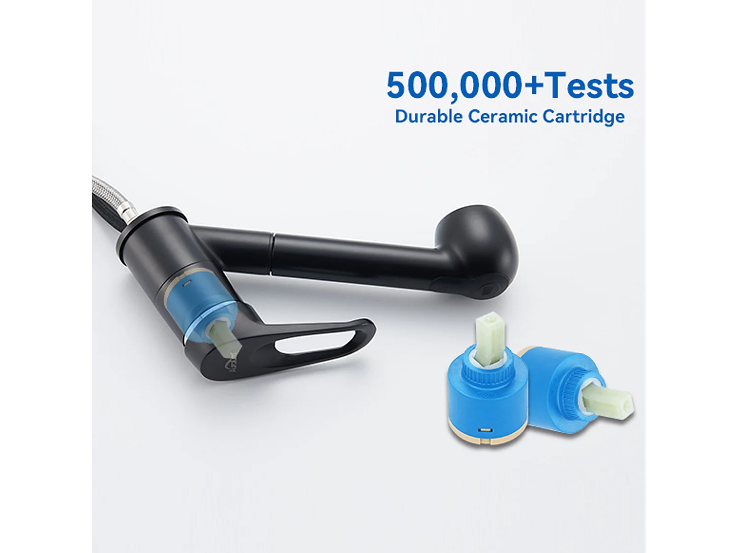 2PCS Mitigeur de Cuisine Noir avec Douchette Extractible 2 Jets Robinet Évier à 360° en Laiton Robinetterie avec Monotrou L'eau Froide/Chaude