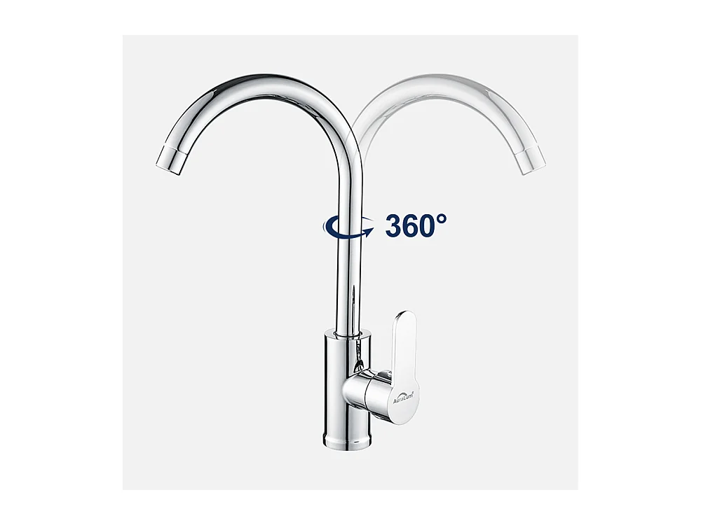 Elégant Mitigeur de Cuisine Chromé,Pivotant à 360° Robinet d'Évier en Laiton avec Eau Chaude/Froide pour Cuisine,Mousseur Démontable