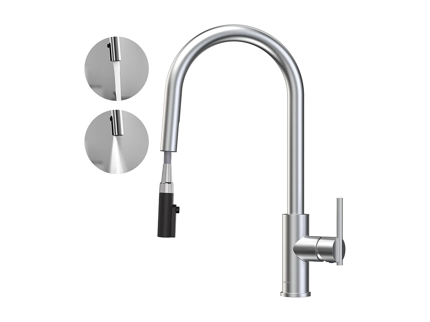 2PCS CECIPA MAX Brossé Mitigeur de Cuisine avec Douchette Extractible - Robinet de Evier Avec 2 modes de sortie d'eau - Pivotant à 360°