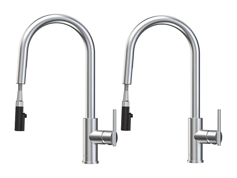 2PCS CECIPA MAX Grifo Mezclador de Cocina Cepillado con Ducha Extraíble - Grifo para Fregadero con 2 Modos de Salida de Agua - Giratorio 360°