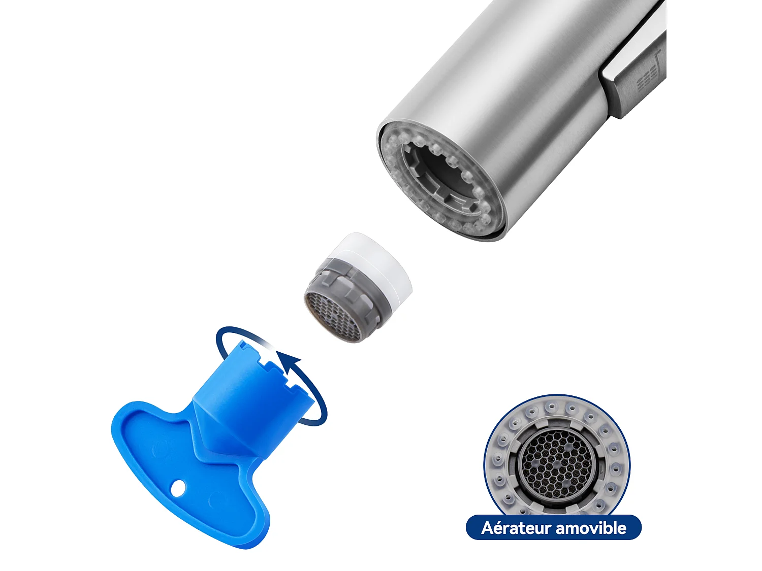 2PCS Cecipa MAX Mitigeur avec Douchette Extractible Brossé Mitigeur de Cuisine avec Douchette Extractible Mitigeur Évier avec 2 Modes de Sortie D'eau