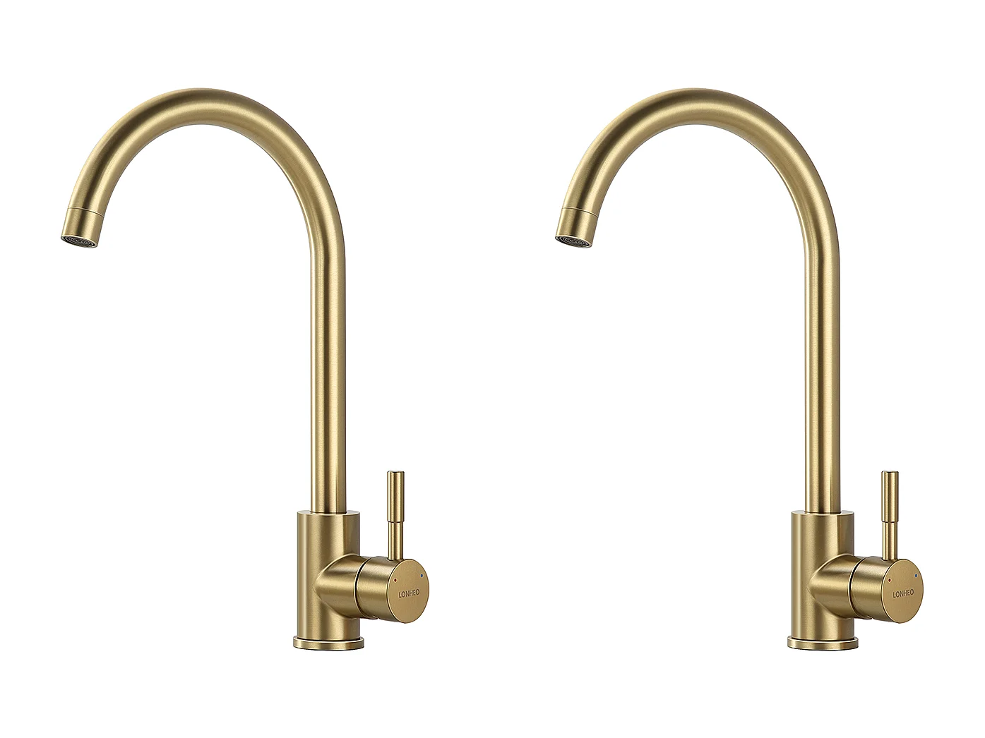 2pcs Robinet Cuisine, Mitigeur Evier Flexible Rotatif à 360°, Mitigeur Cuisine Acier Inoxydable avec Aérateur Démontable, Doré Brossé U-Forme