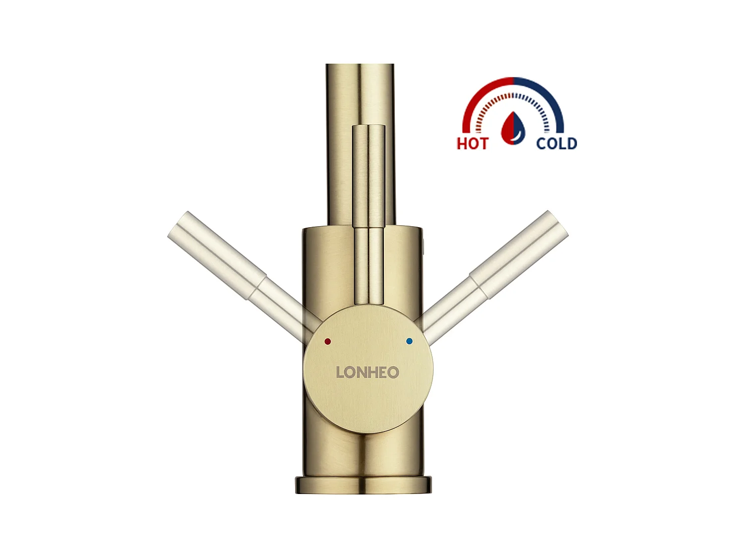 2pcs Grifo Cocina,Mezclador Fregadero Flexible Rotativo 360°, Mezclador Cocina AceroInoxidable con Aireador Desmontable,Dorado Cepillado