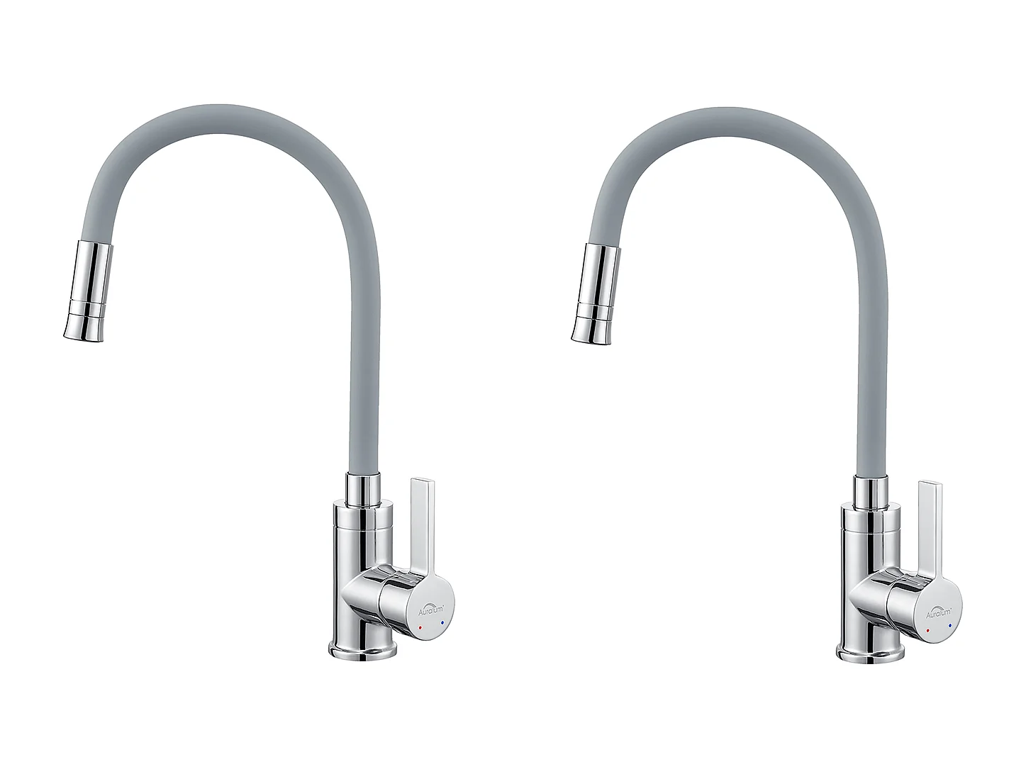 2pcs Auralum max Mezclador Cocina con Manguera De Silicona Flexible Deformable Grifo Fregadero con 2 Tipos Jets,Grifería Cocina giratoria 360°-Gris