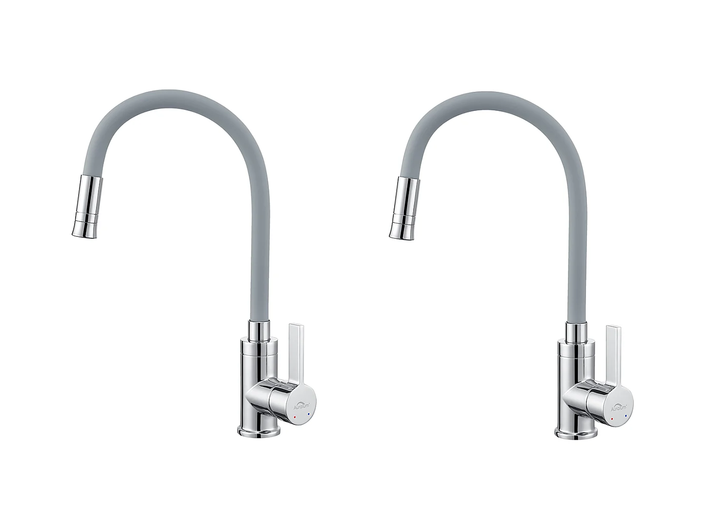 2pcs Auralum max Miscelatore da cucina con tubo in silicone flessibile deformabile Rubinetto per lavello con 2 tipi di getti,girevole a 360°-Grigio