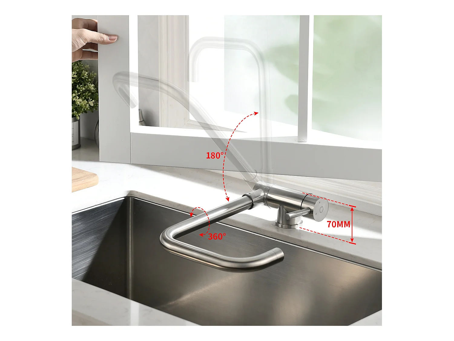 Cecipa max Évier 1 Bac Inox avec Panier de Drainage - Évier Cuisine Noir 60×45×18 cm + Robinet Cuisine Rabattable Mitigeur de Evier Repliable Brossé