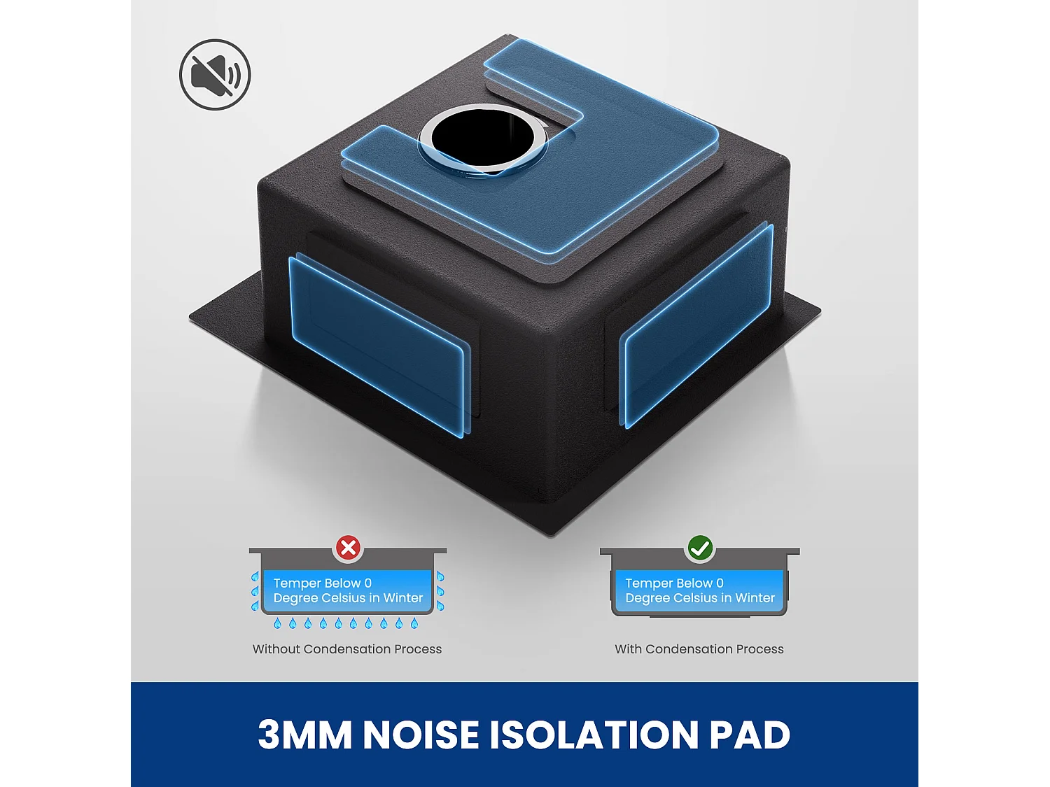 Evier Cuisine 1 Bac Noir Anthracite 40*45*19CM - Évier Inox Évier de Cuisine + Robinet de Cuisine à eau Froide,Brossé