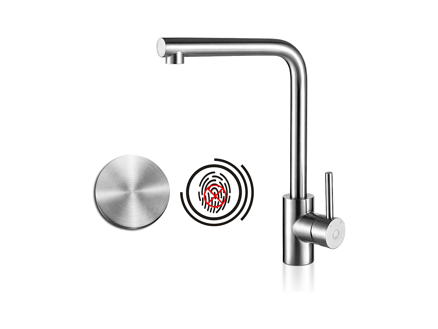 Cecipa max 2 en 1 Evier 1 bac Noir gris 50*45*18.5cm + Robinet de cuisine pivotant à 360 °, Mitigeur de cuisine en acier inoxydable