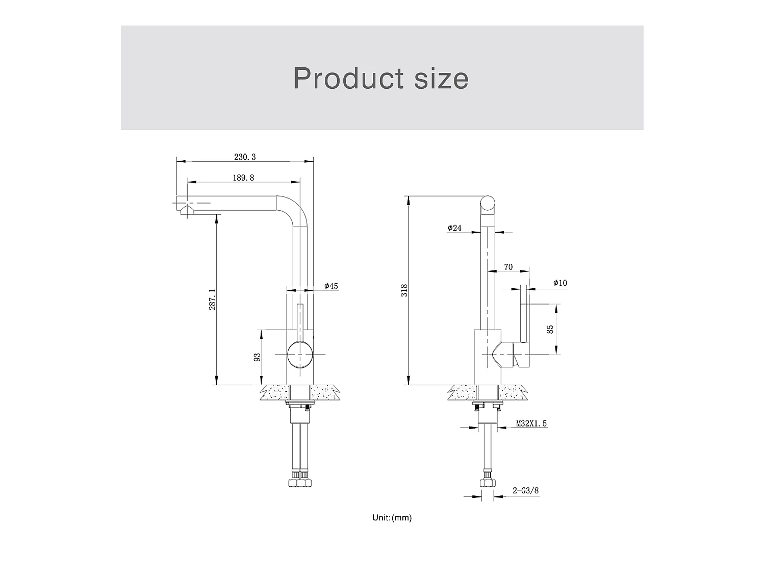 Cecipa max 2 en 1 Evier 1 bac Noir gris 50*45*18.5cm + Robinet de cuisine pivotant à 360 °, Mitigeur de cuisine en acier inoxydable