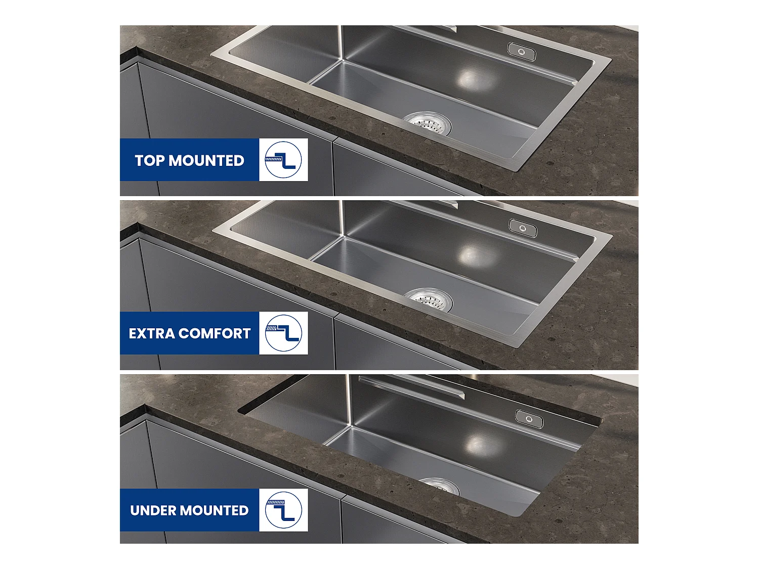 Évier Cuisine 1 Bac 70×44×21CM Évier Inox Brossé avec Egouttoir et Vasque + Mitigeur de Cuisine en Inox Brossé